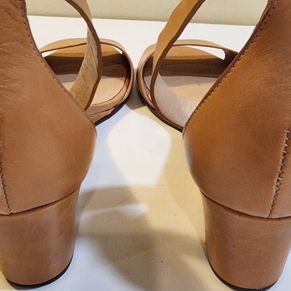 J Crew Tan Leather Open-Toe Wedge Wrap Ankle  Sandals Size 8 - Picture 12 of 12